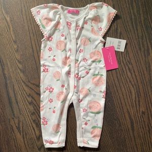 Isaac Mizrahi peach one piece bodysuit sz 6-9 NWT